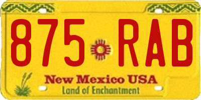 NM license plate 875RAB