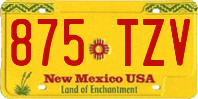 NM license plate 875TZV