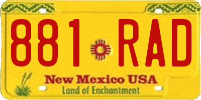NM license plate 881RAD