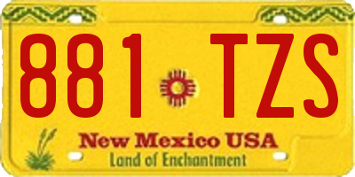 NM license plate 881TZS