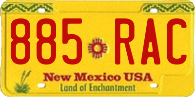 NM license plate 885RAC