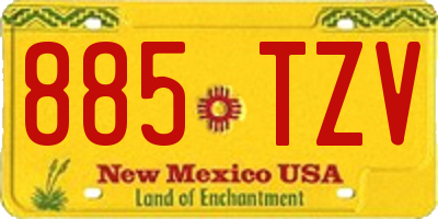 NM license plate 885TZV