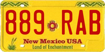 NM license plate 889RAB