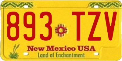 NM license plate 893TZV