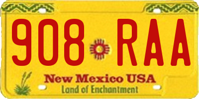 NM license plate 908RAA