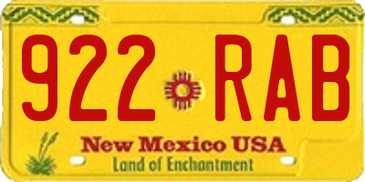 NM license plate 922RAB