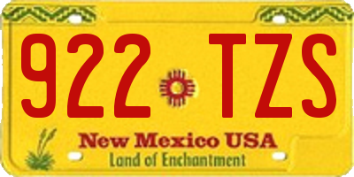 NM license plate 922TZS