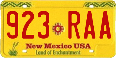 NM license plate 923RAA