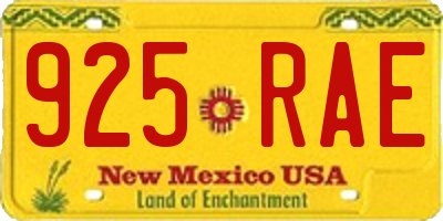 NM license plate 925RAE