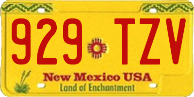 NM license plate 929TZV