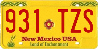 NM license plate 931TZS