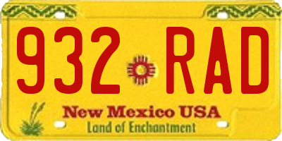 NM license plate 932RAD