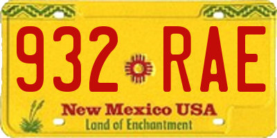 NM license plate 932RAE