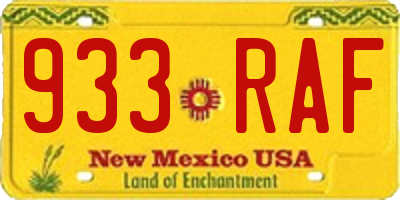 NM license plate 933RAF