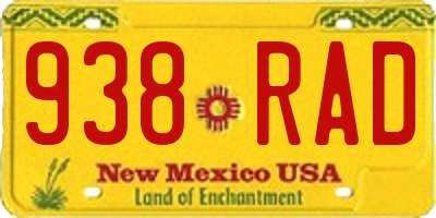 NM license plate 938RAD