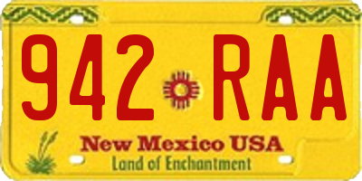 NM license plate 942RAA