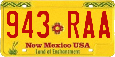 NM license plate 943RAA
