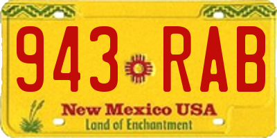 NM license plate 943RAB