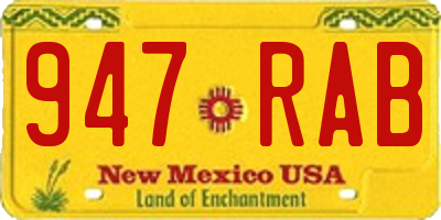 NM license plate 947RAB