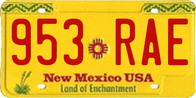 NM license plate 953RAE
