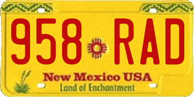 NM license plate 958RAD