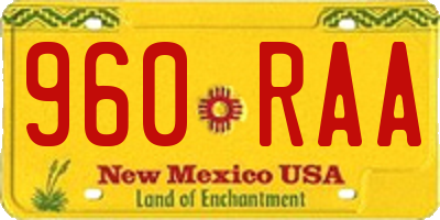 NM license plate 960RAA