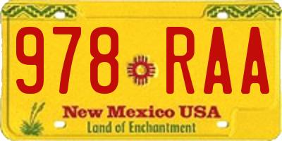 NM license plate 978RAA