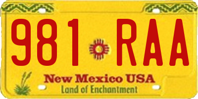 NM license plate 981RAA