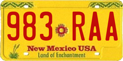 NM license plate 983RAA