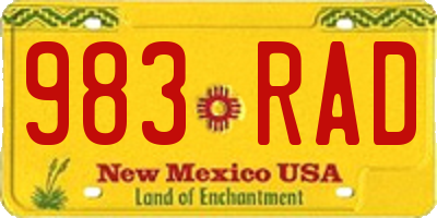 NM license plate 983RAD