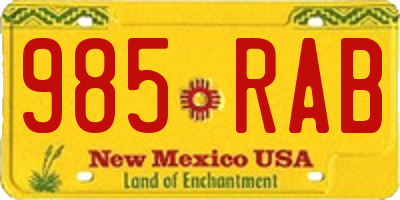 NM license plate 985RAB