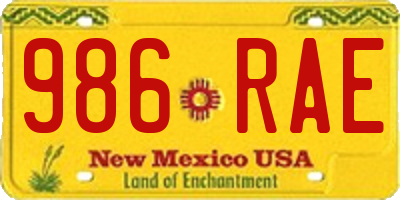 NM license plate 986RAE