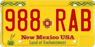NM license plate 988RAB