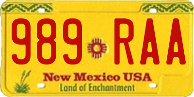 NM license plate 989RAA