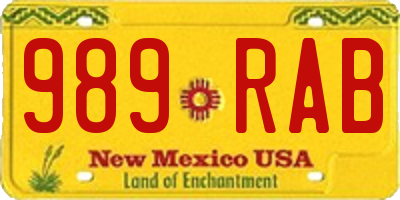 NM license plate 989RAB