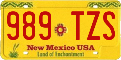 NM license plate 989TZS