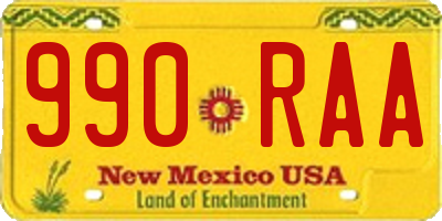 NM license plate 990RAA