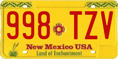 NM license plate 998TZV