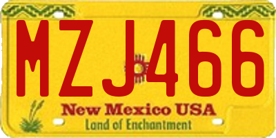 NM license plate MZJ466