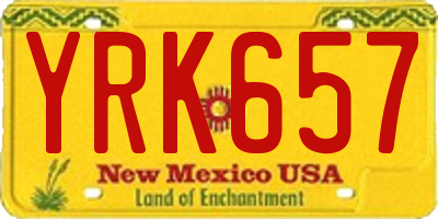 NM license plate YRK657