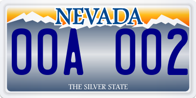 NV license plate 00A002