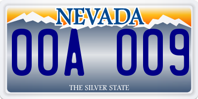 NV license plate 00A009