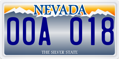 NV license plate 00A018
