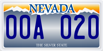 NV license plate 00A020