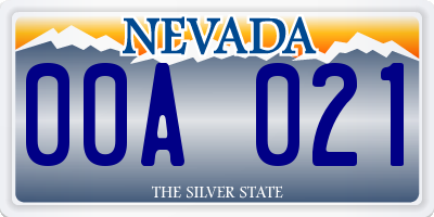 NV license plate 00A021