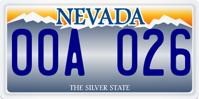 NV license plate 00A026