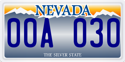 NV license plate 00A030