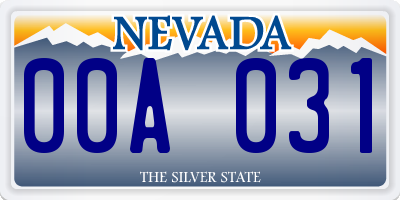 NV license plate 00A031