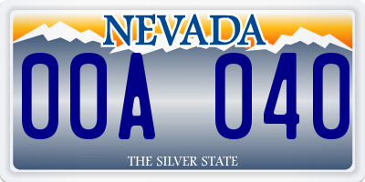 NV license plate 00A040