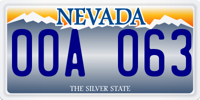 NV license plate 00A063